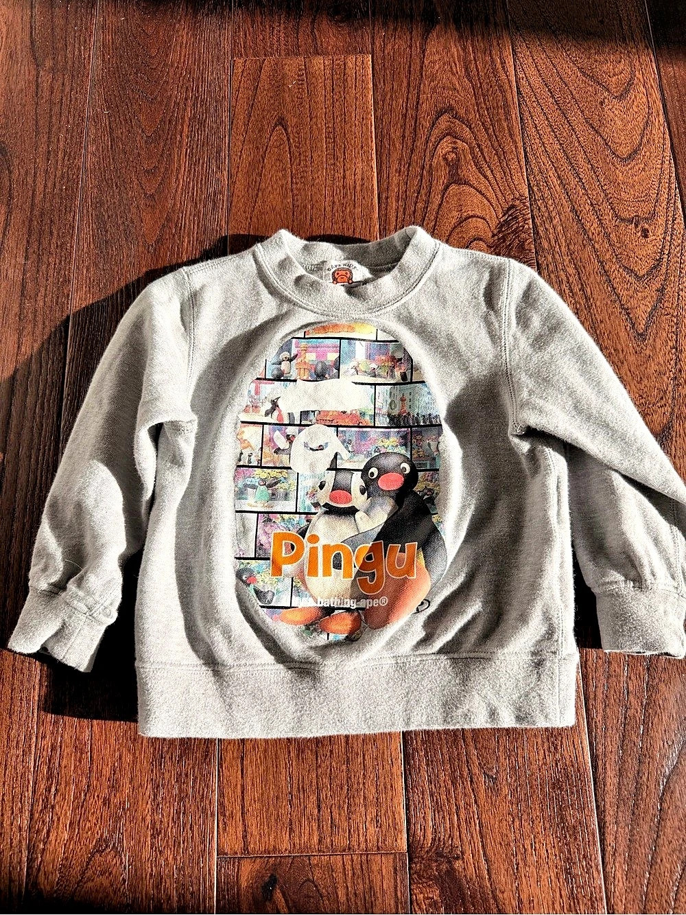 A Bathing Ape Pingu Baby 9M Gray Graphic Sweatshirt